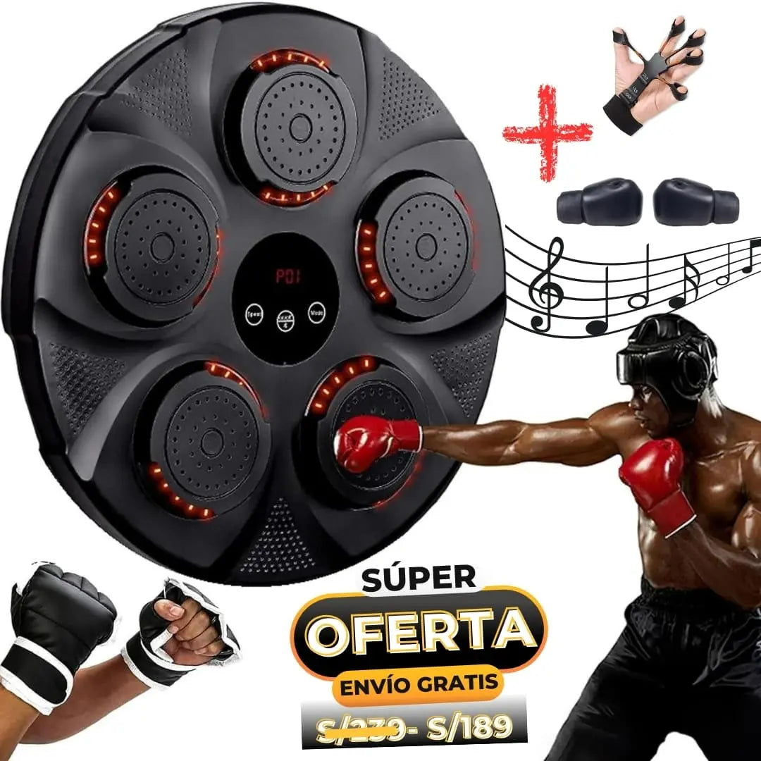 Maquina de Boxeo Bluetooth + Guantes + 1 Ejercitador